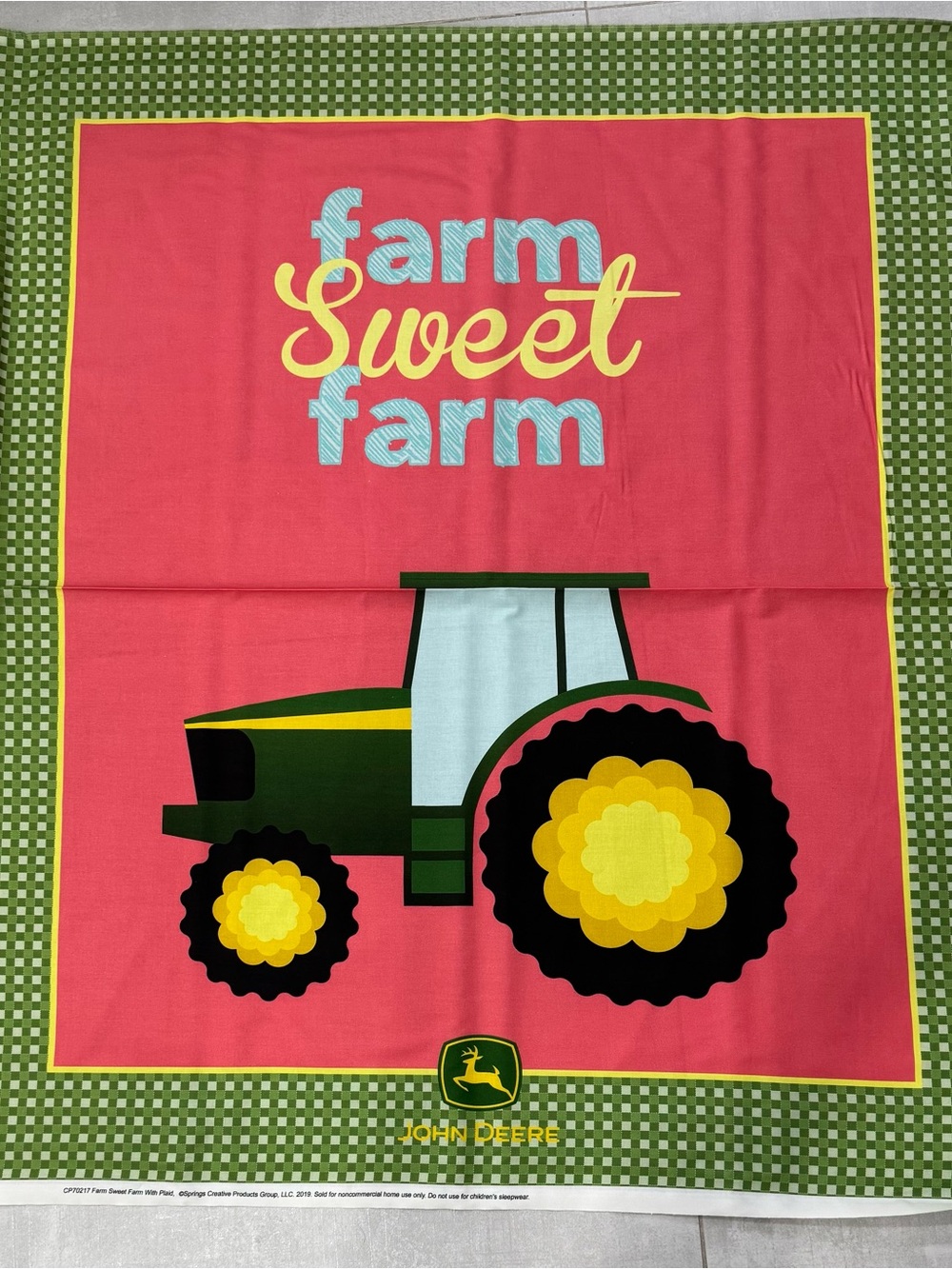John Deere Red Tractor Quilt Panel